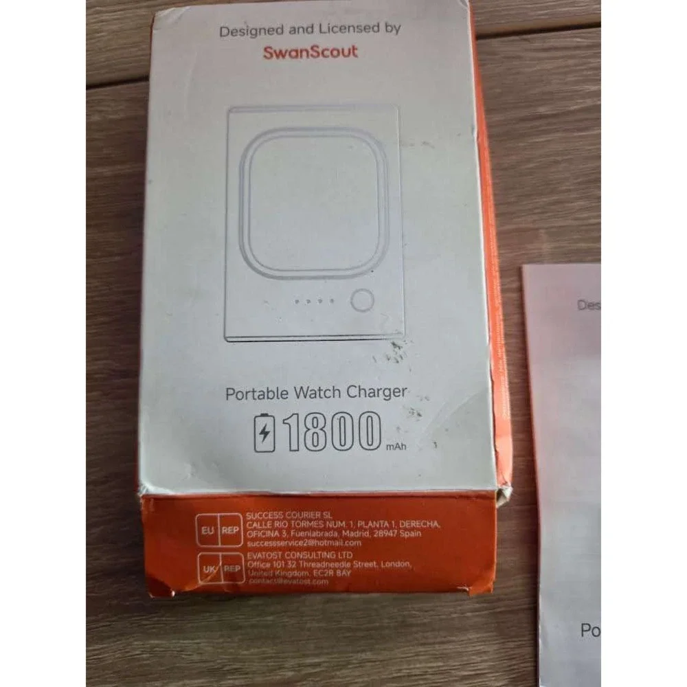SwanScout Portable Watch Charger‎ 1800mAh Black USB C Fast Charging
